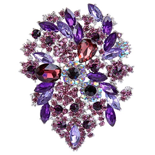 Image of EVER FAITH Women's Austrian Crystal Vintage Style Flower Leaf Cluster Brooch Pendant