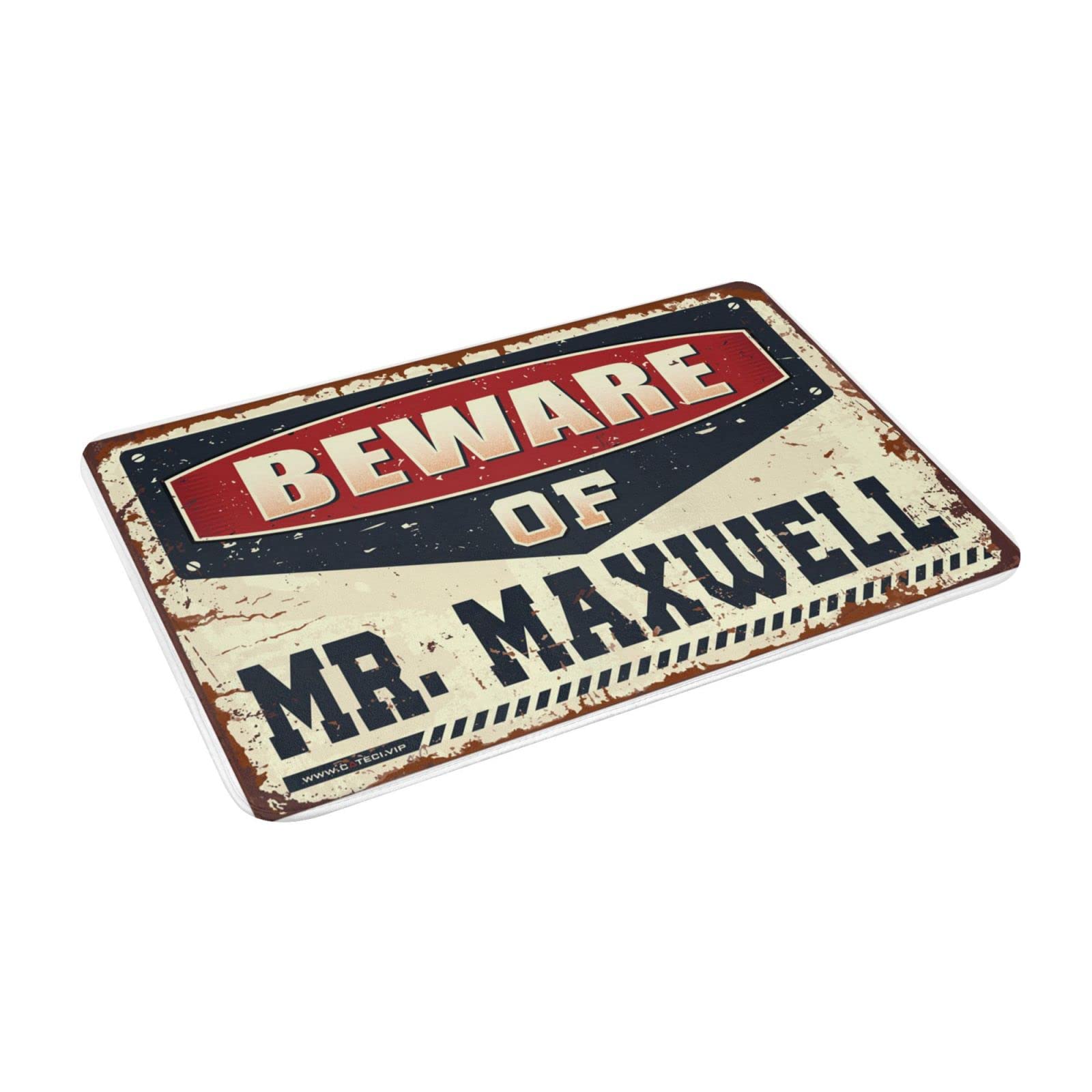 Zerbino unico per interni e ingresso con scritta "Beware of Mr. Maxwell", zerbino decorativo per esterni per ingresso di casa (65 x 90 cm)