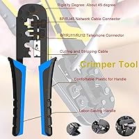 Vista 3 de LEATBUY Kit de herramientas de crimpado RJ45, juego de herramientas de crimpado CAT5, probador de cables LAN, crimpadora Ethernet CAT6 con 50