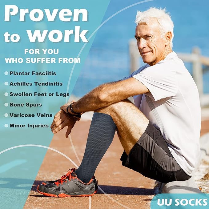 Image of Medical Compression Socks for Women and Men 3 Pairs 20-30 mmHg Knee High Christmas Compression Stockings Circulation Best for Running Athletic Nurses