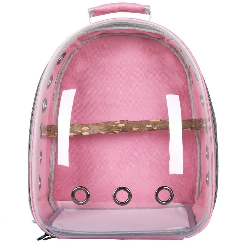 Mochila Bolsa Transporte Para PáSsaros Com Poleiro Calopsita Ave Papagaio(ROSA)