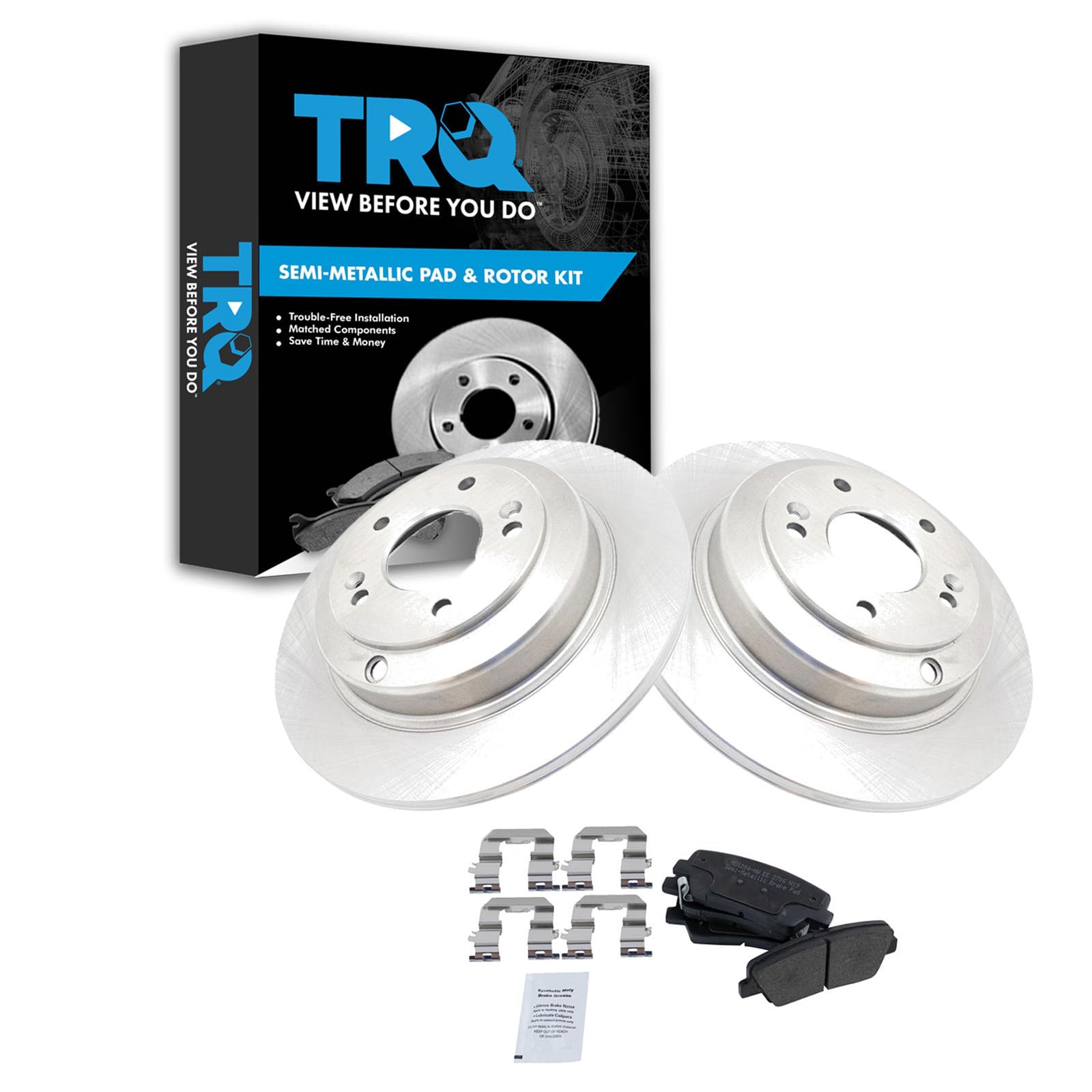 TRQ Rear Brake Pad and Rotor Set Semi Metallic Rotors