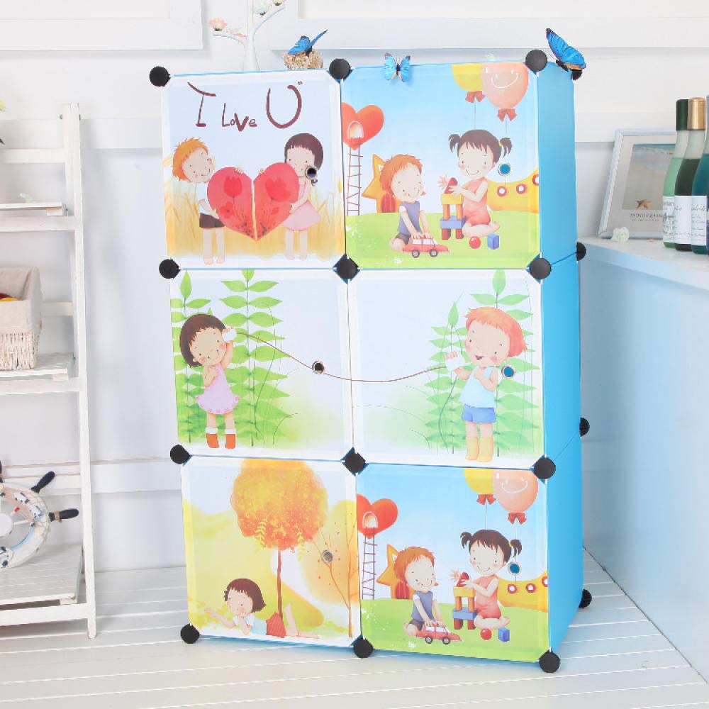 Armario de juguete infantil azul organizador de plastico desmontable para ropa de bebes