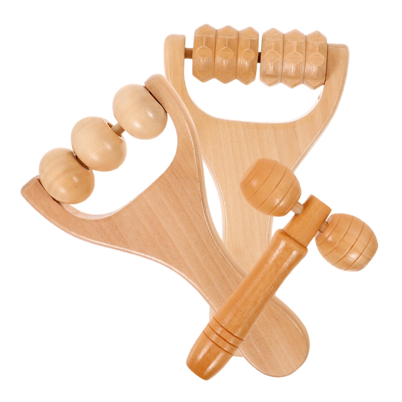 FRCOLOR Facial Massager Tool 1 Hand Massage Roller for Back Neck Shoulder Leg Wooden Massager Roller Deep Tissue Massage Stick