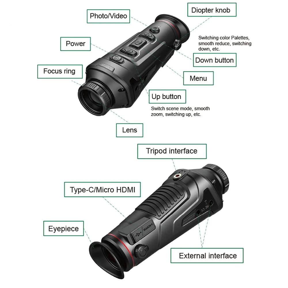 Guide Handheld Thermal Imaging Monocular TK Series TK421 TK431 TK451,400×300IR, TK611/TK621/TK631 IR640*480 IR Night Vision Hunting Infrared Telescope (TK611 IR640*480)