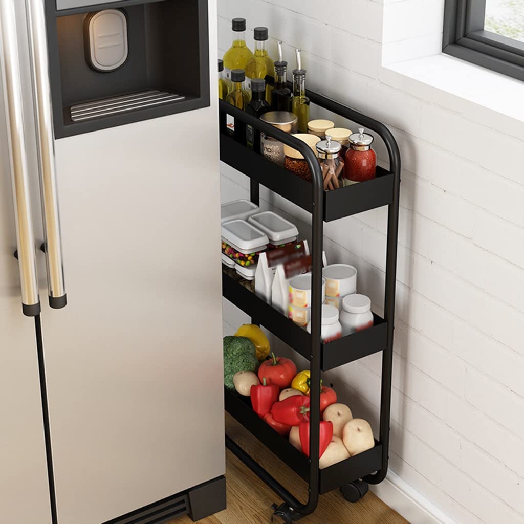 Carrello metallico multifunzione ruote bloccabili cucina casa(3 Tier)