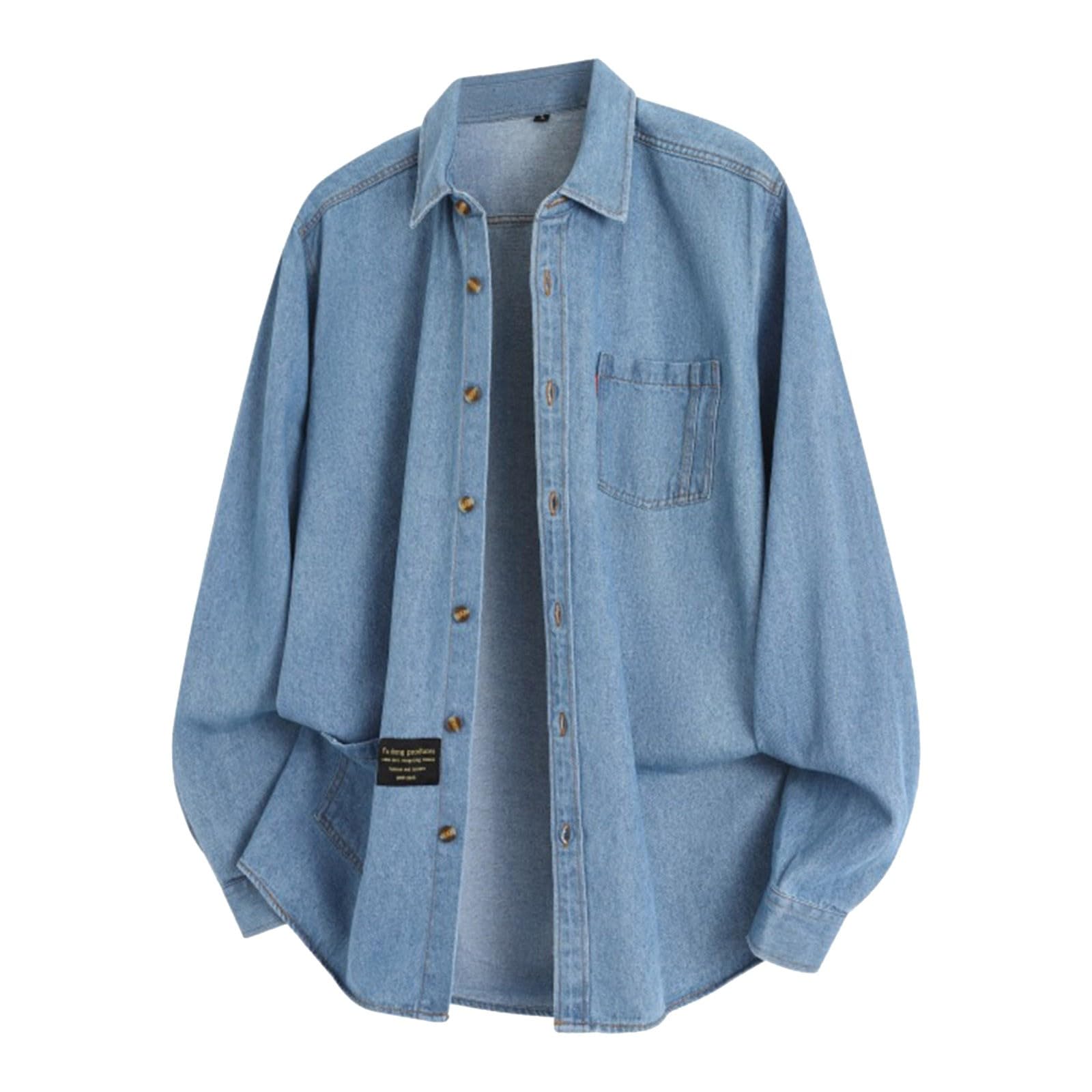 Generico Giacca di Jeans Uomo Giubbotto Abbigliamento Autunnali Denim Cowboy Casual Giubbino Giacchetto Oversize Primaverile Mezza Stagione