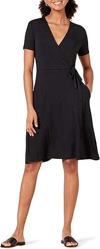 Tienda Essentials - Vestido de manga corta para mujer, estilo cruzado falso