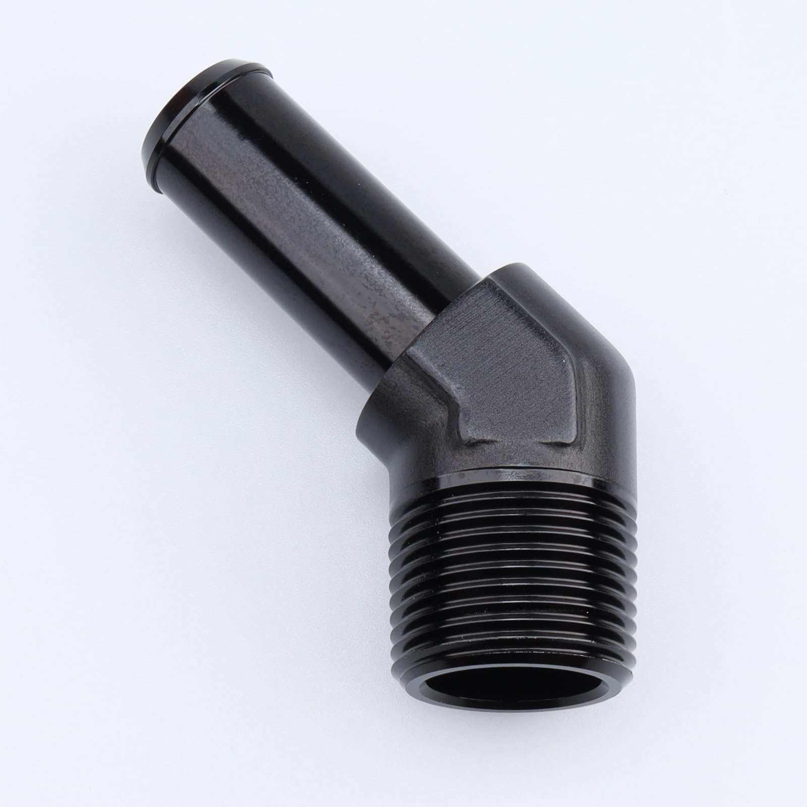 Adaptador de tubo de combustible de aluminio de 45 grados, 3/4 NPT macho a 3/4 "(18,7 mm), color negro