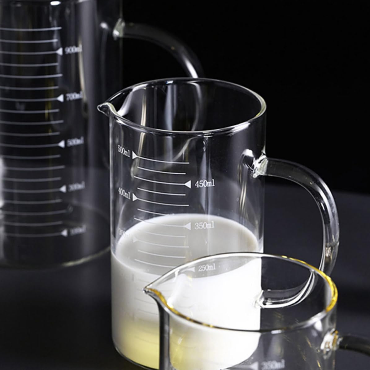 3 Piezas Jarra Medidora de Cocina 1000ml de Vidrio Borosilicato