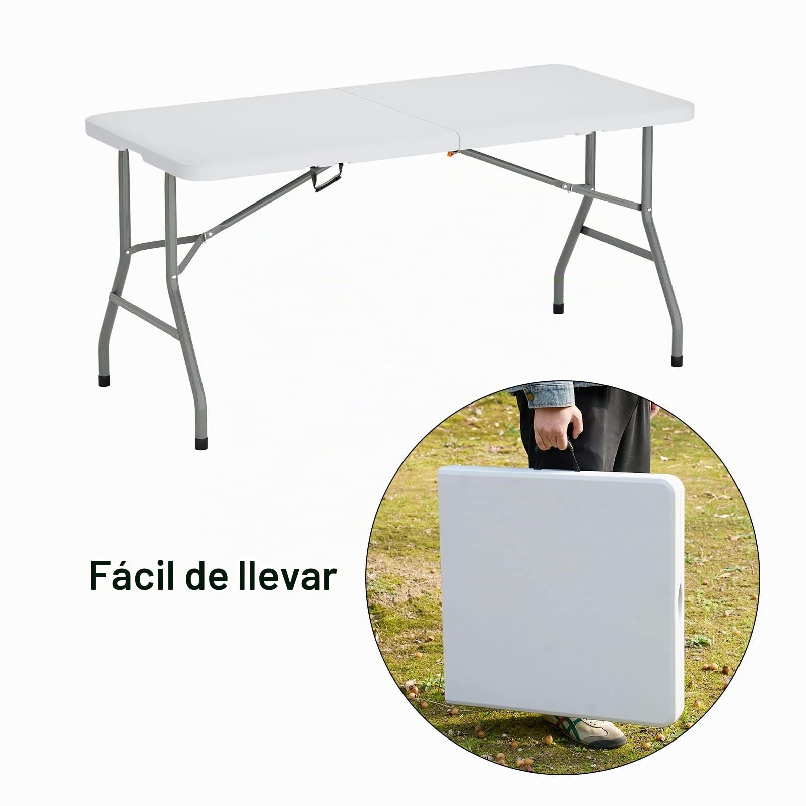 SogesHome Mesa de Fiesta Mesa Plegable portátil para Picnic y Catering, 152 x 71 cm