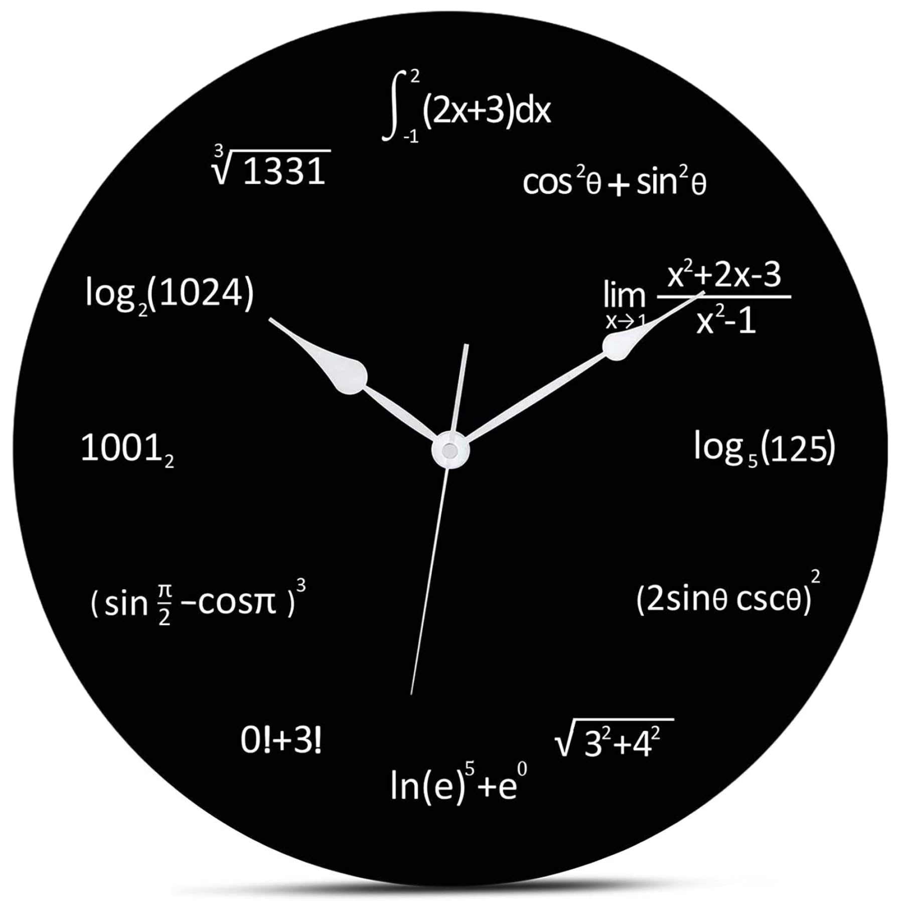 Vervevum Wall Clock Battery Operated, 12'' Math Equation & Notation Decorative Wall Clock with Quiet Movement, Accurate Minimalism for Living Room, Bedroom, Decorative