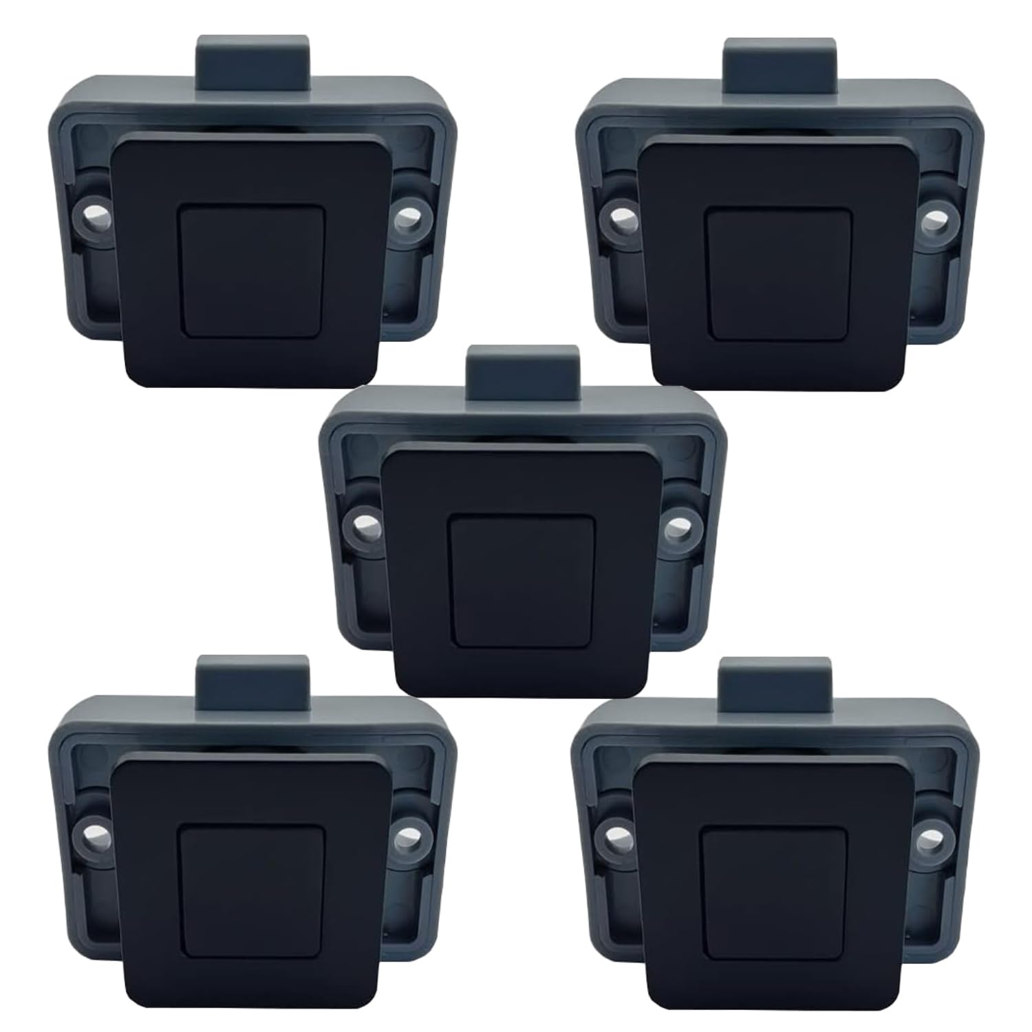 MTSmart Lot De 5 Serrures à Fermeture Éclair Métal Carrées Avec Bouton Poussoir - Pour Camping-Car, Bateau, Caravane - Nickel