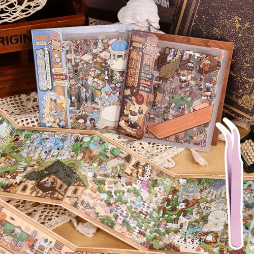 DiiWmme Juego de pegatinas 3D, 2 temas mágicos (mundo mágico y fantasía de Alicia)