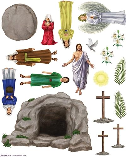 Miniatura 7 de Juego de 18 calcomanías de Pascua de la Resurrección de Jesucristo, escuela dominical, paquete de 50 hojas
