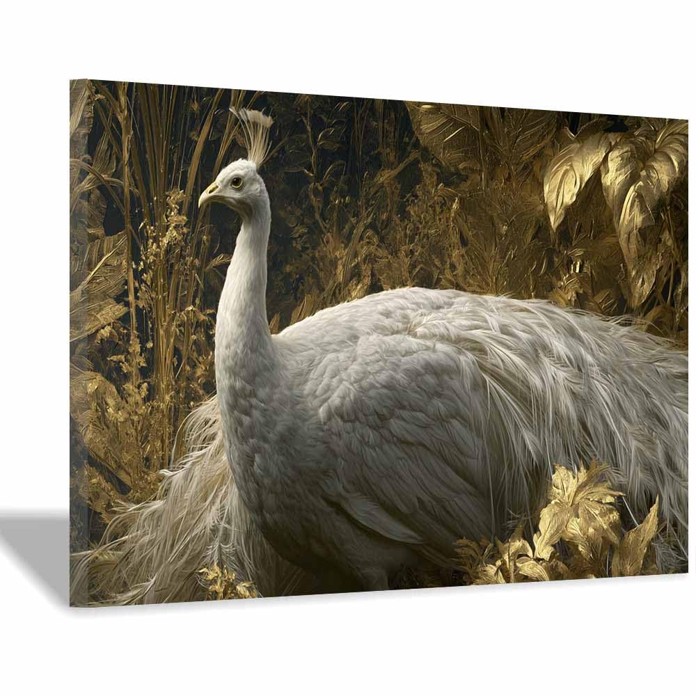 DMZPKZB Canvas Prints Paintings Goldens Foliage Peacock Cool Animal painting,Modern Wall Artwork,for bathroom,bedroom,office,hallway and stairs Decor(Multicolor)-70x100cm Framed