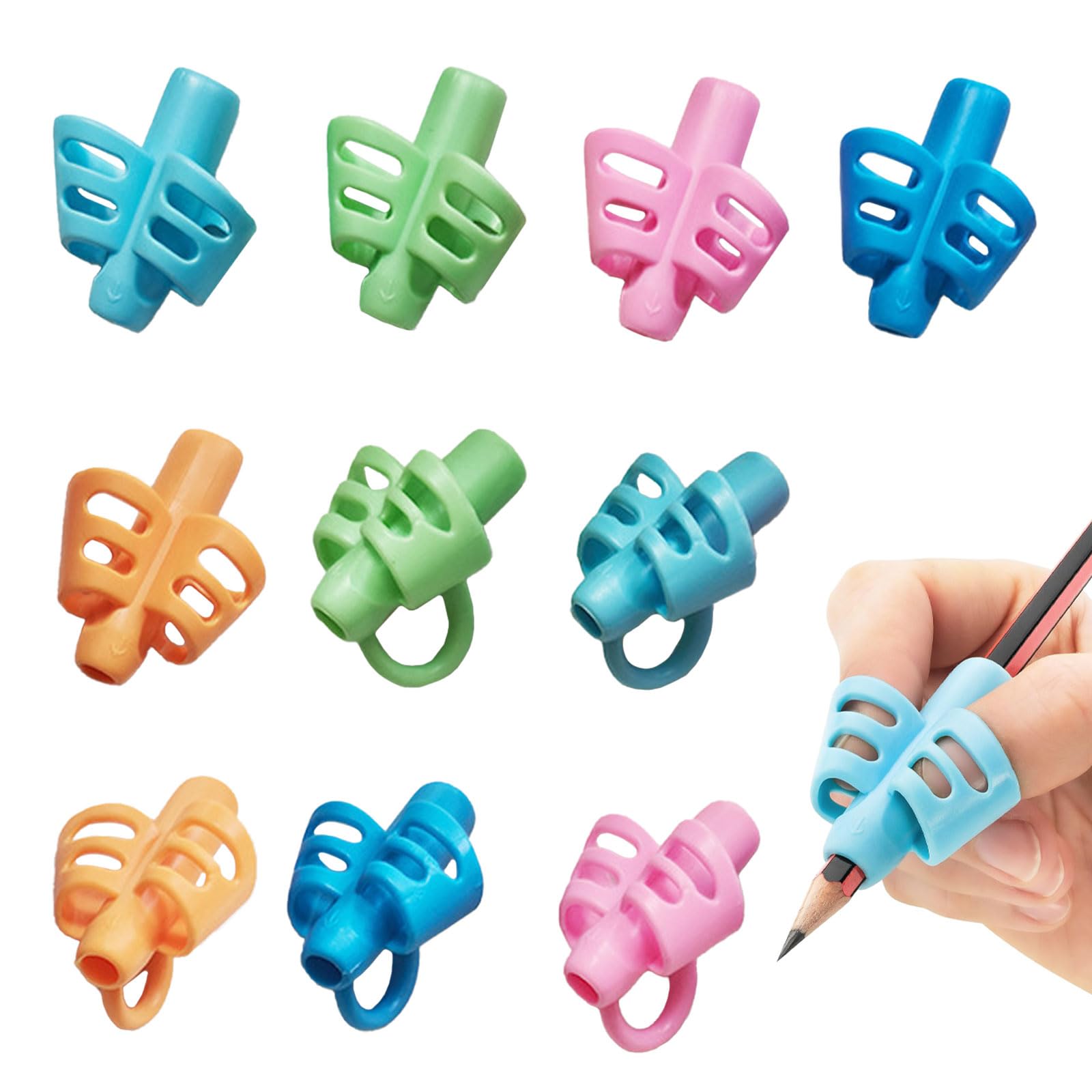 10 Piezas Protector Dedo Lapiz, Finger Pen Holder, Ayudas para la Escritura de los Niños, Ayudas para el Agarre de Lápices, Herramientas Escribir Lápices, Empuñaduras Lápices de Niños