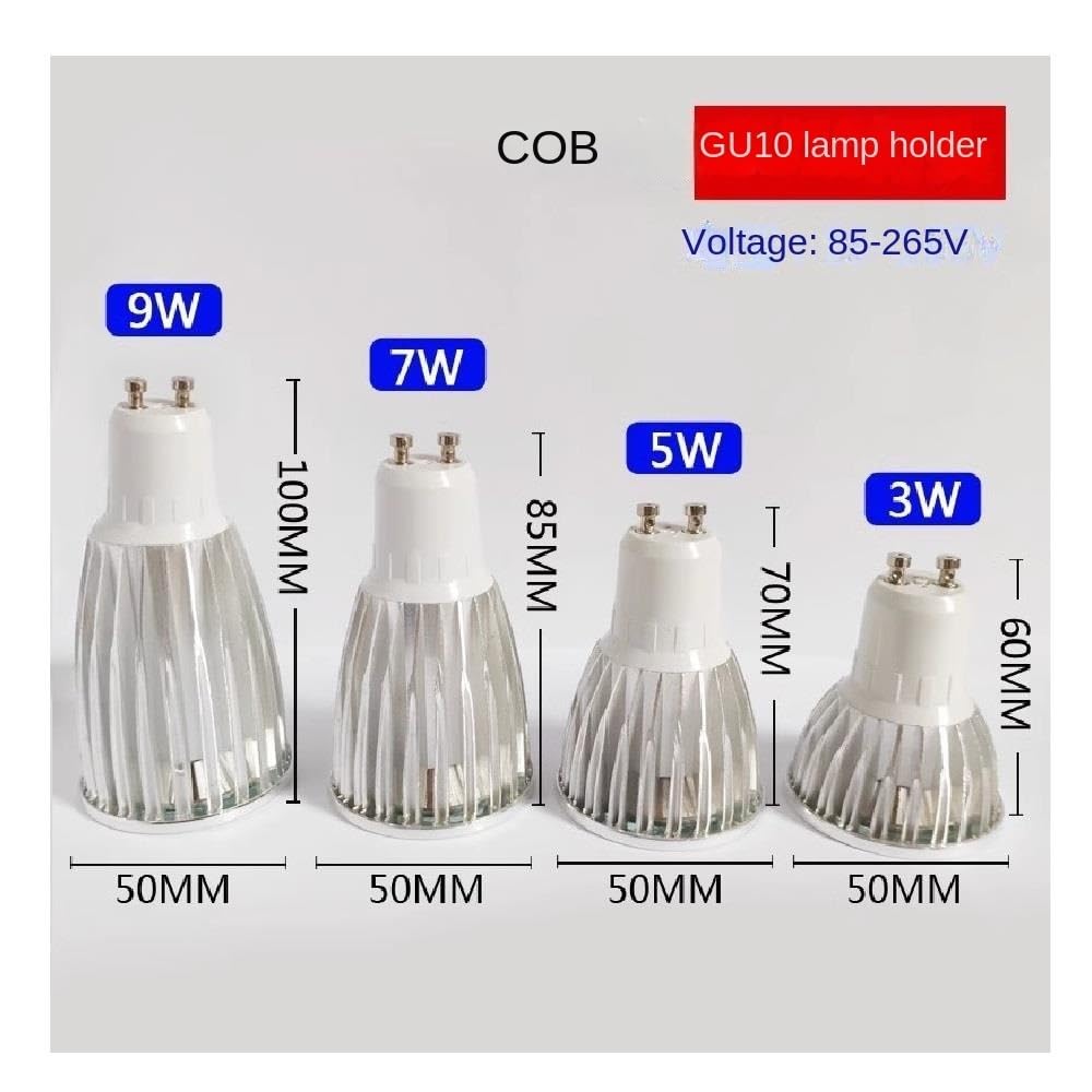 KJXP, Lot de 10, Spot LED COB AC85-265V 3w/5w/7w/9w Ampoule sans scintillement Spot en aluminium(Natural white,GU10 3w)