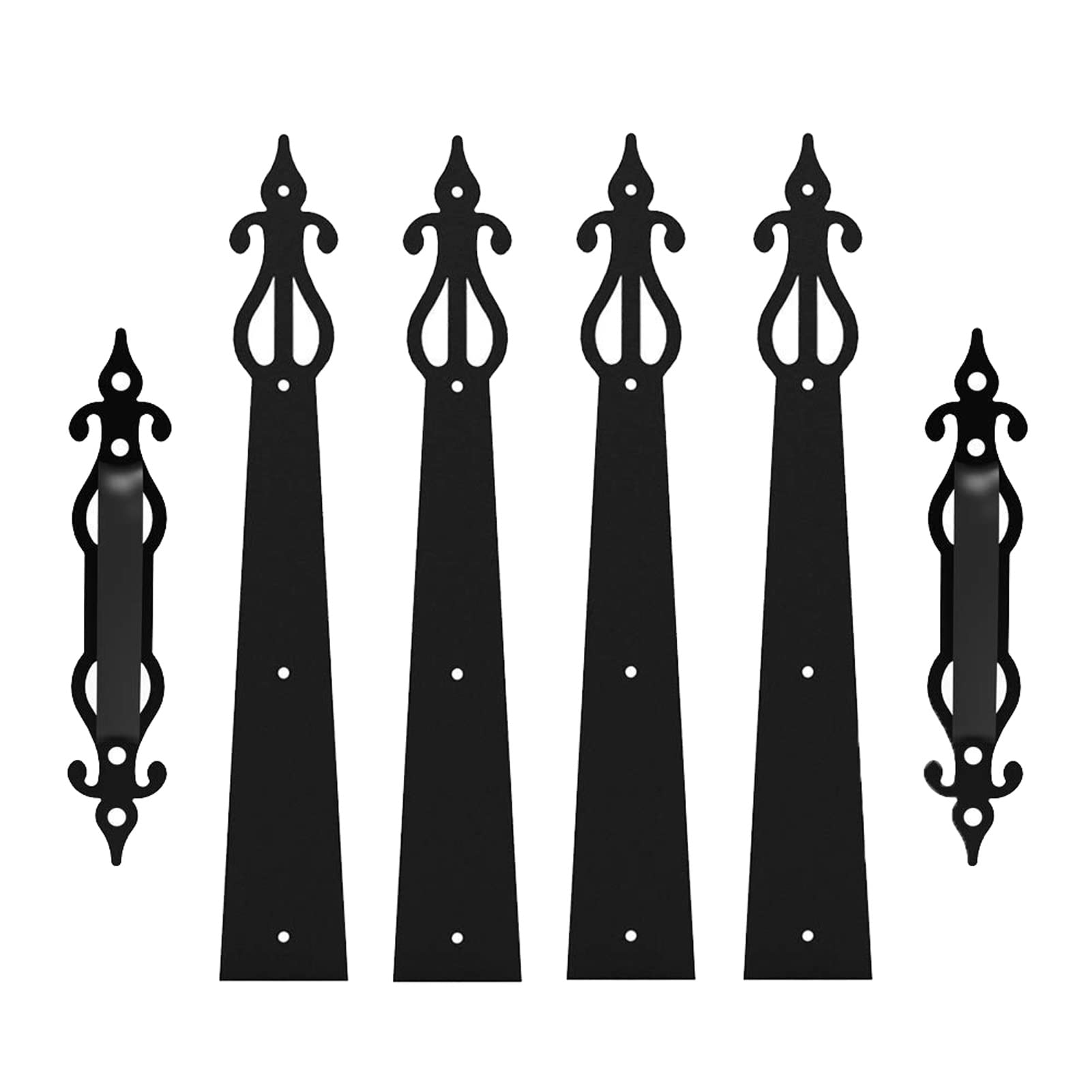 Shundeed One Color Decorative Carriage House Garage Handle Hinge，Accent Set Sliding Barn Door Hardware Kit Screw Mounted 2 Handles 4 Hinges