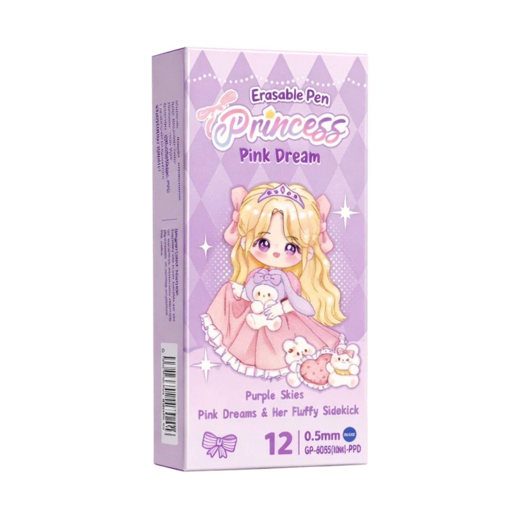Narmada Erasable Gel Pens Set (Pack of 12) Princess Pink Dream Gel Pens with Magic Eraser, Lightweight Gel Pens with Comfortable Grip for School & Office, Blue Ink | Writing Pens for Kids & Students.