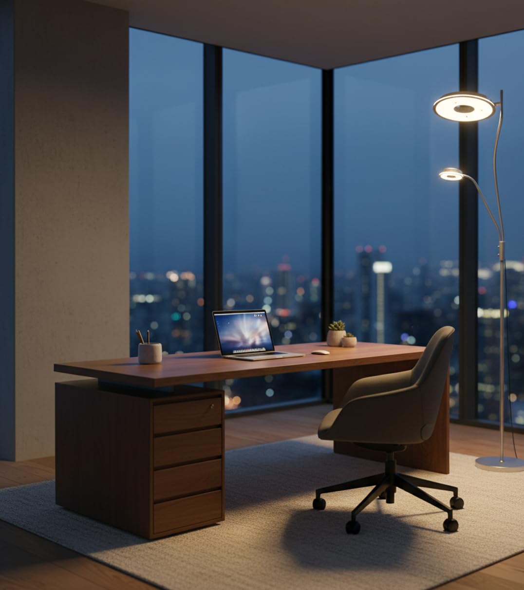 BEL AIR HOME - Lámpara de Pie GENOVA - 179CM Alto LED 28W+7W Dimmer Brazo de Lectura Orientable Luz Ajustable 3000K 4000K 6500K Diseño Moderno Eficiencia Energética (PLATA)