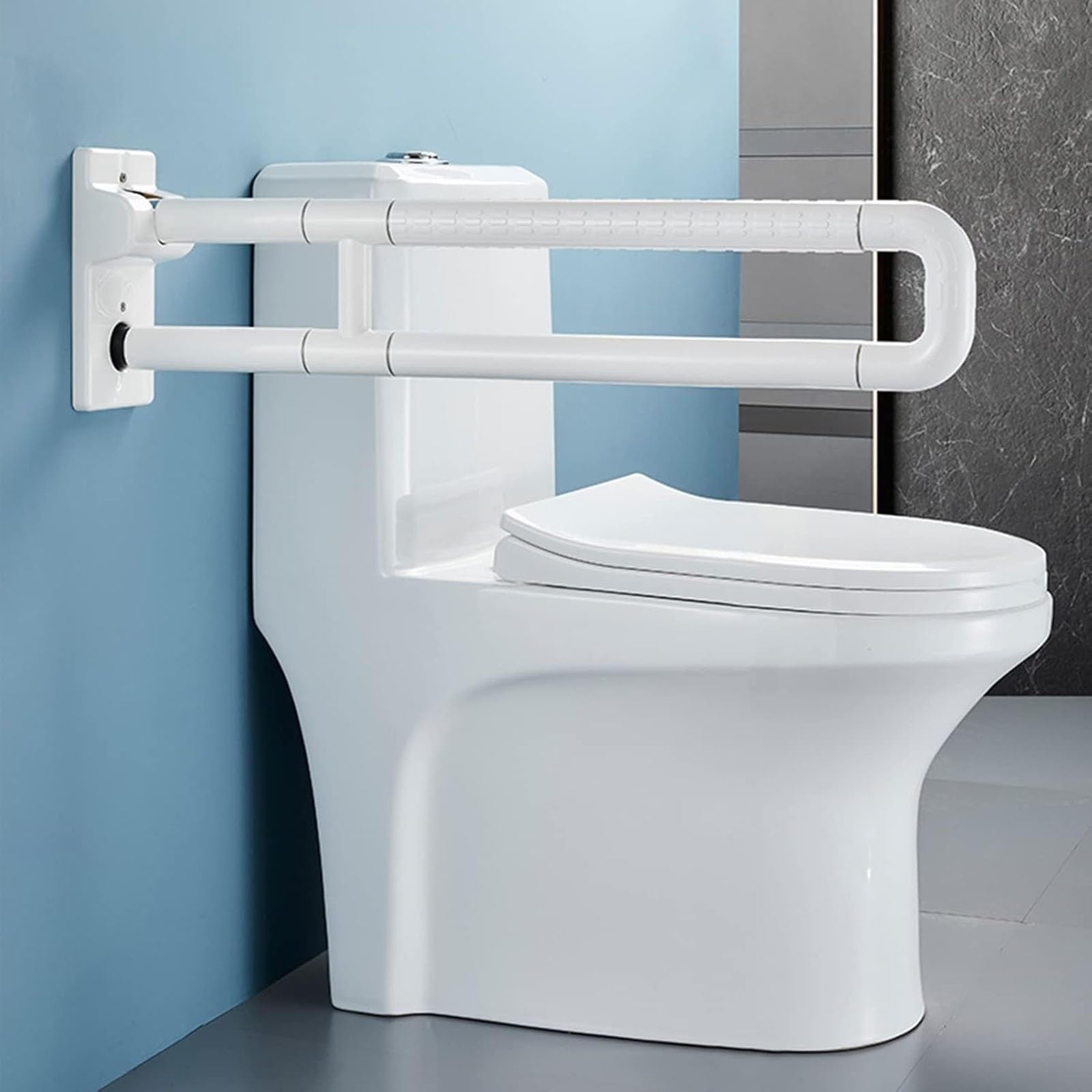 Gyeqxkt Girls White Folding Handicap Grab Bars For Bathroom, Stainless Steel Safety Rail, Non-Slip Armrest Support For Elderly And Handicapped Users