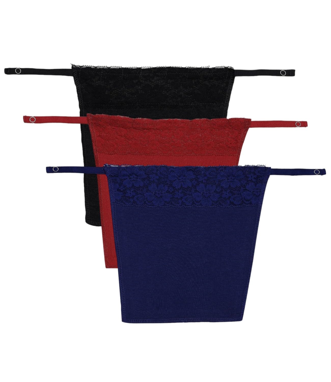 plumbury Women's Cotton Casual Style Clip-On Mock Camisole With Lace Camisecret (Pack Of 3) Black/Navy Blue/Maroon- One Size-picture-33