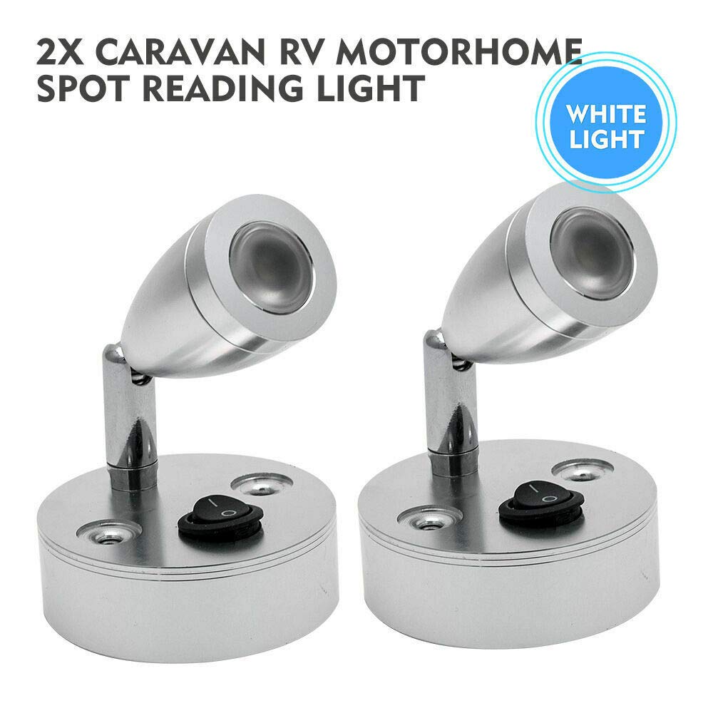 Luci di lettura spot a LED, luci interne 2PCS 12V con interruttore per camper Camper Caravan Van Boat, luce bianca