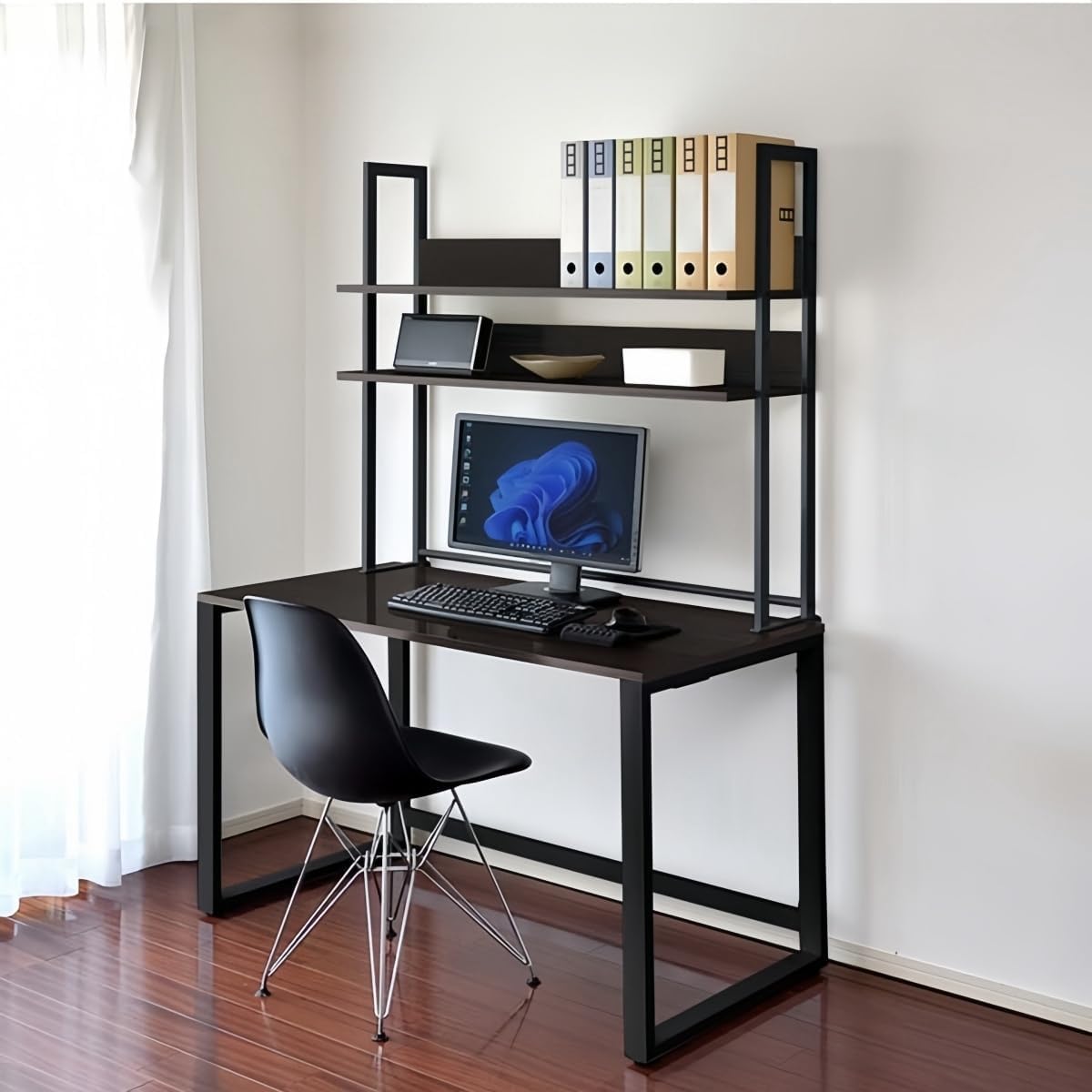 【最終価格】★ビンテージ ★ 　作業台　ラック　棚　タイプライターデスク Amazon | 机上ラック 机上台 幅110cm ワイド 2段 上置棚 卓上棚