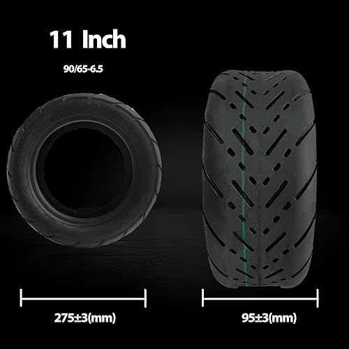 Miniatura 4 de Neumático de repuesto para scooter eléctrico de 11 pulgadas, compatible con 9065-6.5 de 11 pulgadas, amortiguadores de vibraciones de goma sin cámara