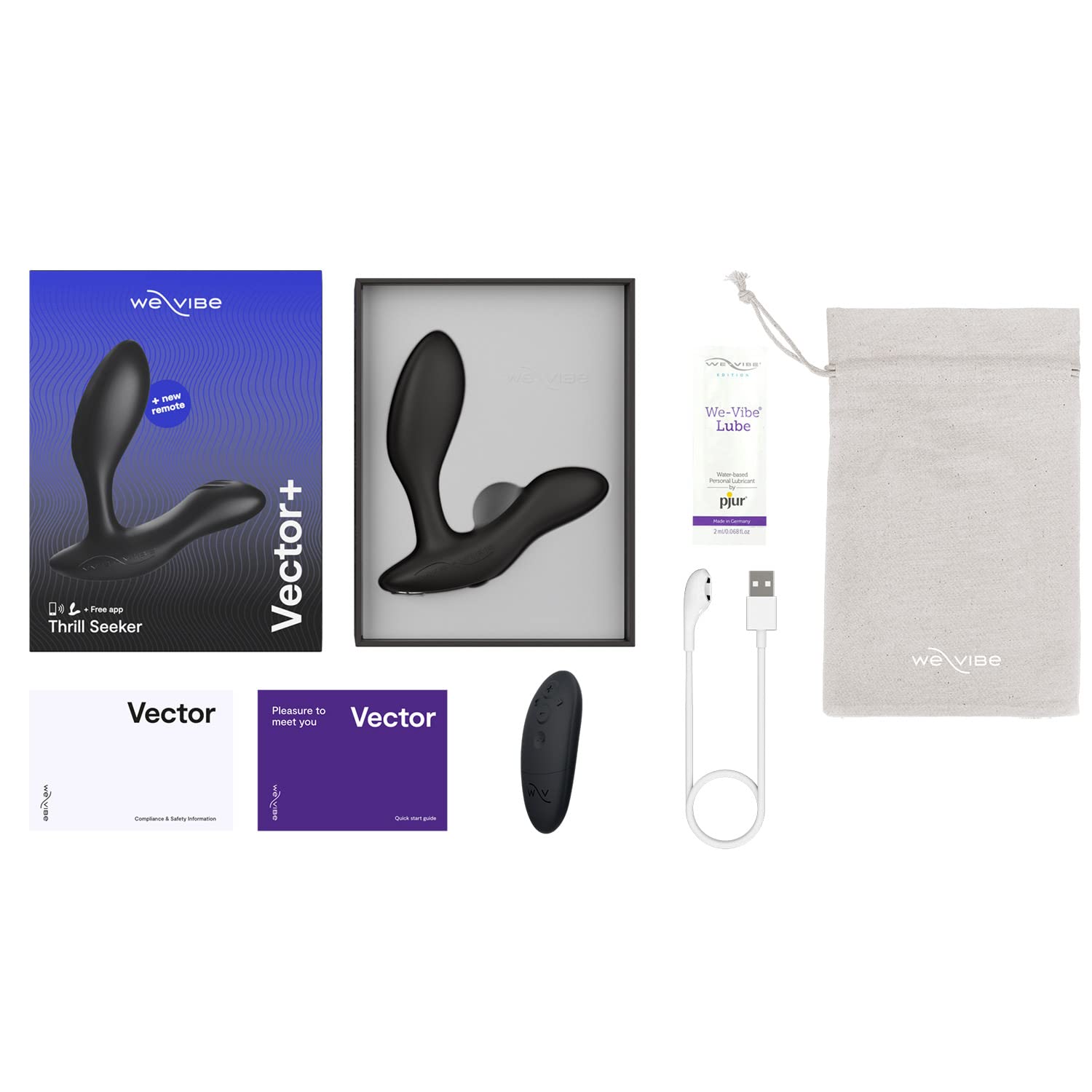 We-Vibe Vibrador de próstata Vector+ con aplicación y control remoto Black One Size