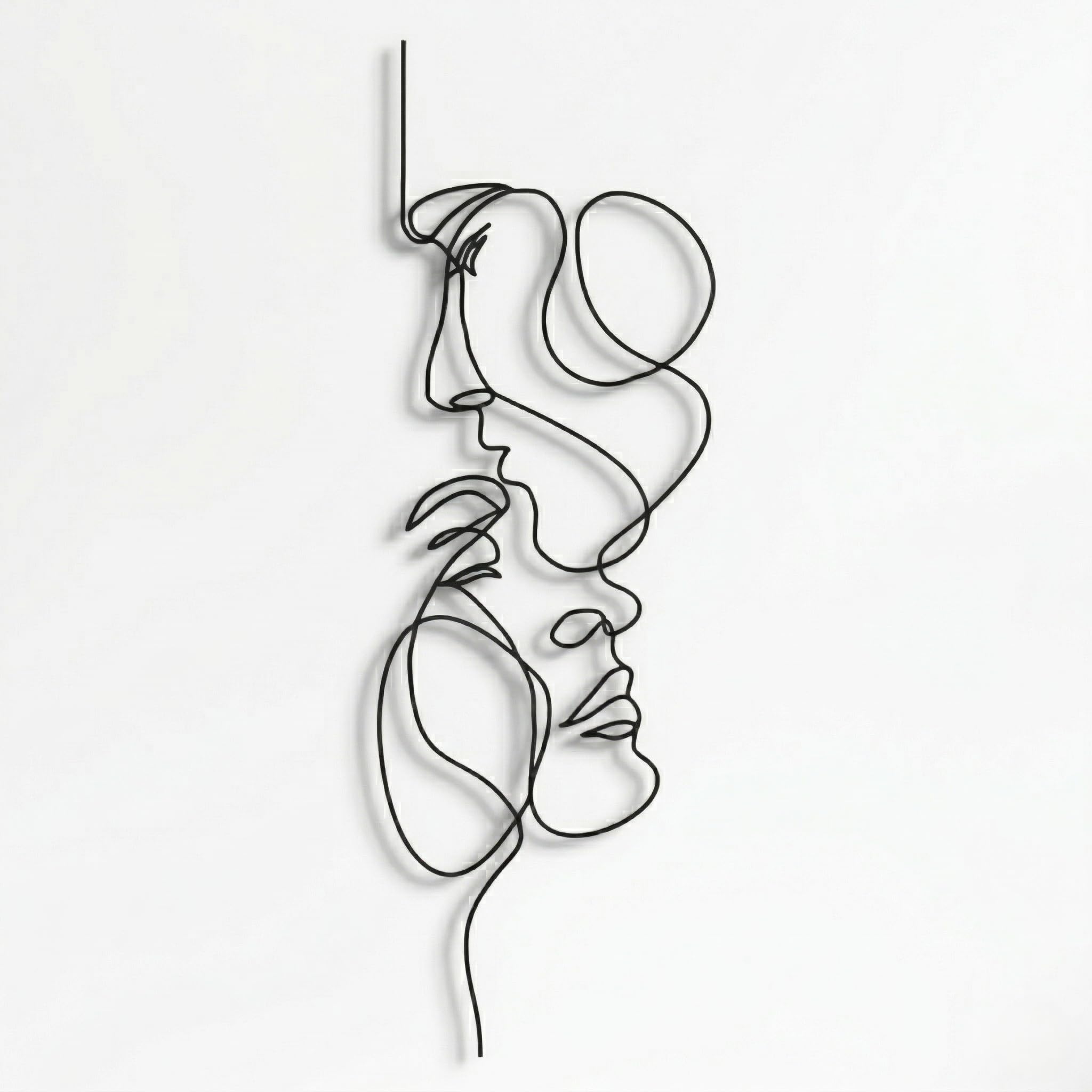 Linea dell’amore arte murale, arte murale in metallo, 2 volti, arte minimalista, arte geometrica, idea regalo innamorati (25 x 75 cm)