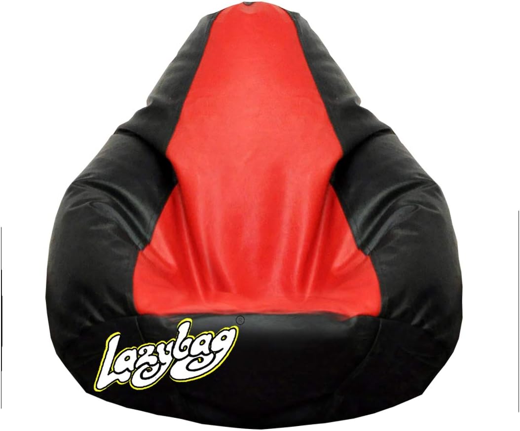 Bean Bag Chair, Furniture for Kids. XXL Bean Bag Cover, Playing Video Games or Relaxing, for classrooms, daycares, Libraries or Work from Home (Red and Black - 2XL Size)