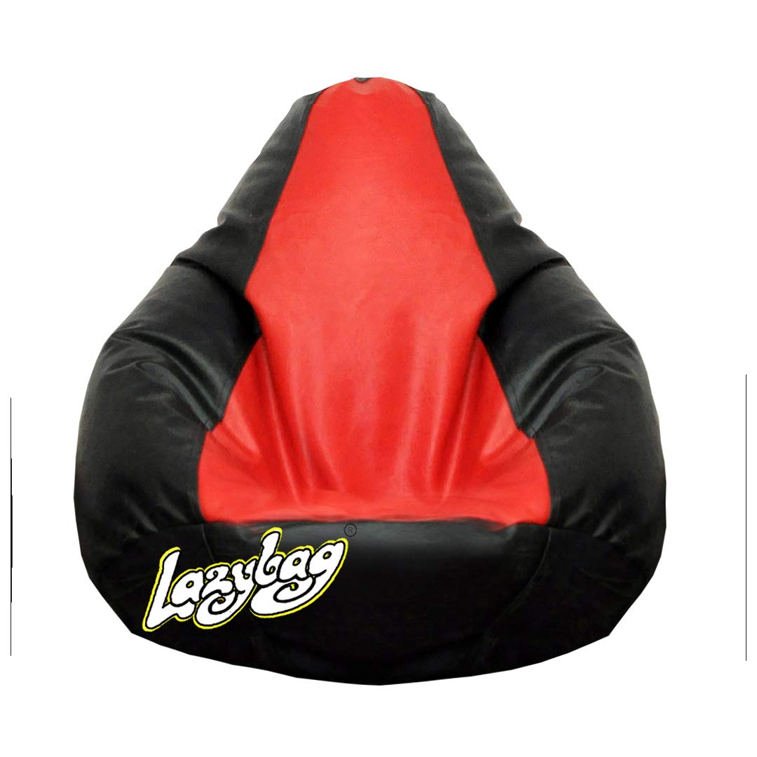 Bean Bag Chair, Furniture for Kids. XXL Bean Bag Cover, Playing Video Games or Relaxing, for classrooms, daycares, Libraries or Work from Home (Red and Black - 2XL Size)