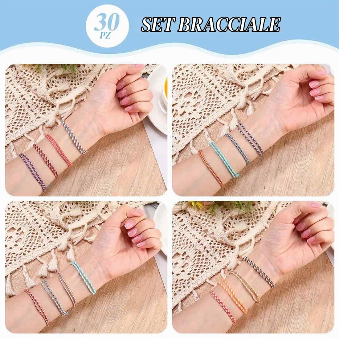 30 Pezzi Braccialetti Amicizia Braccialetti Multicolore Braccialetto Dell'amicizia Intrecciato Bracciali in Stile Boemia Bracciali in Tessuto Regolabile