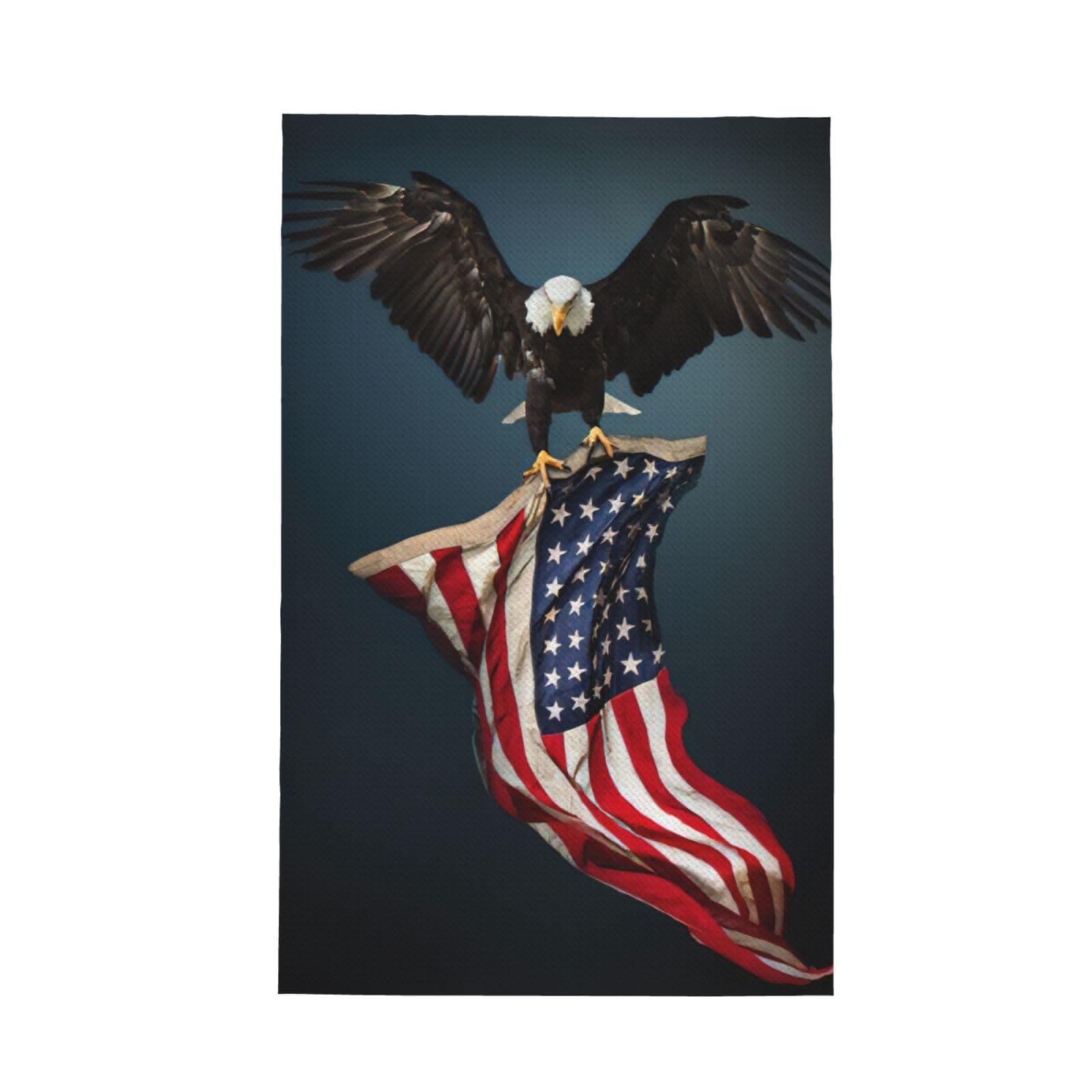 CKGODGF 3d Bald Eagle Flying With American Flag Print Absorbent Waffle Dishcloths,Kitchen Towels With Hanging Loops,Tea Towels.