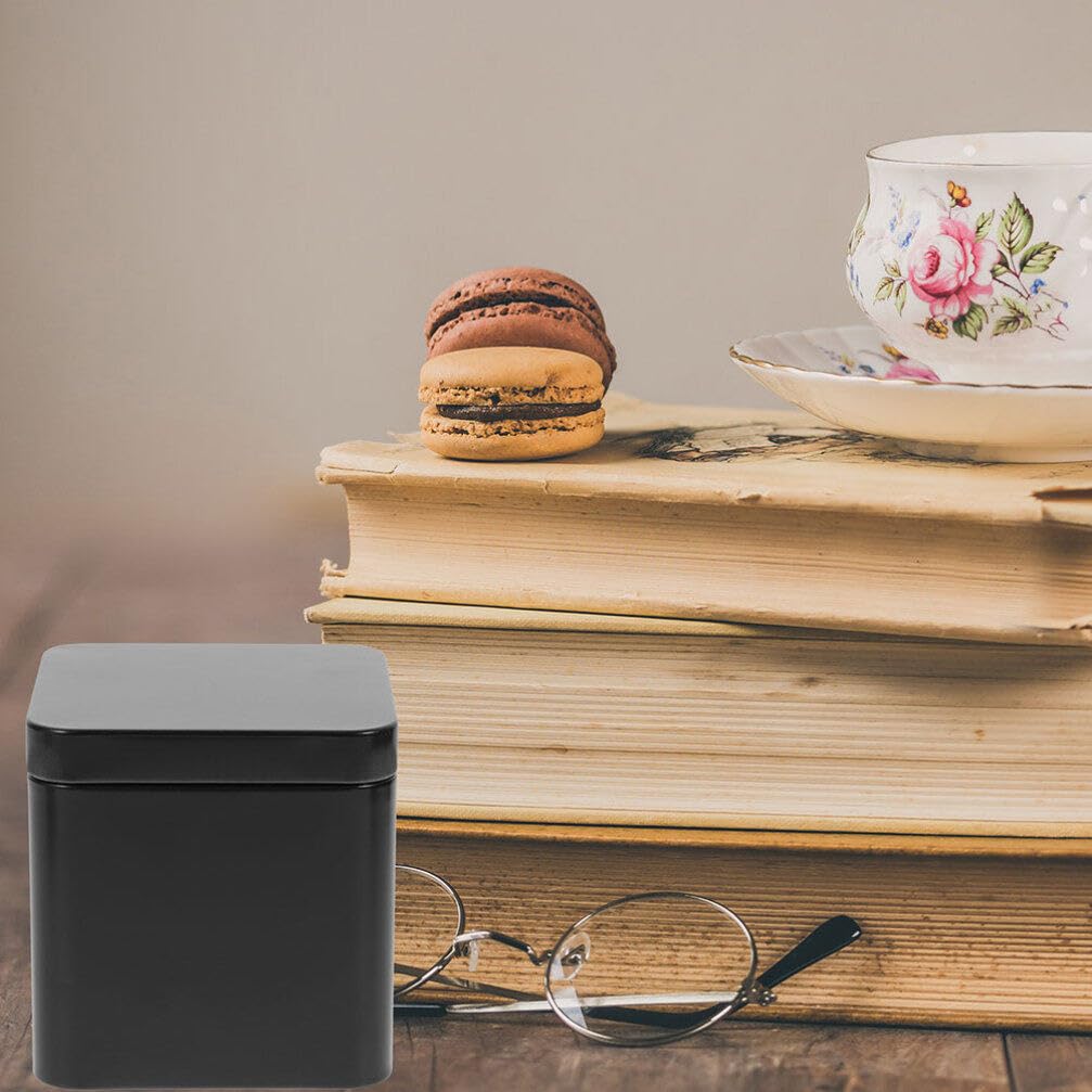UPKOCH Teedose 10 Stück Quadratische Schwarze Metalldosen Teedosen Kanister Kleine Teedose Mit Deckel Leere Boxen Behälter Für Losen Tee Kaffeebohnen Nüsse Süßigkeiten-Behälter