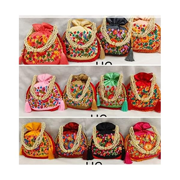 Kashmiri Work Designer potlis Ethnic Clutch Silk Potli Batwa Pouch Bag Matka Designer Handbags for Women Wedding Party and Return Gift potli Bags for Party Accessories - Image 6