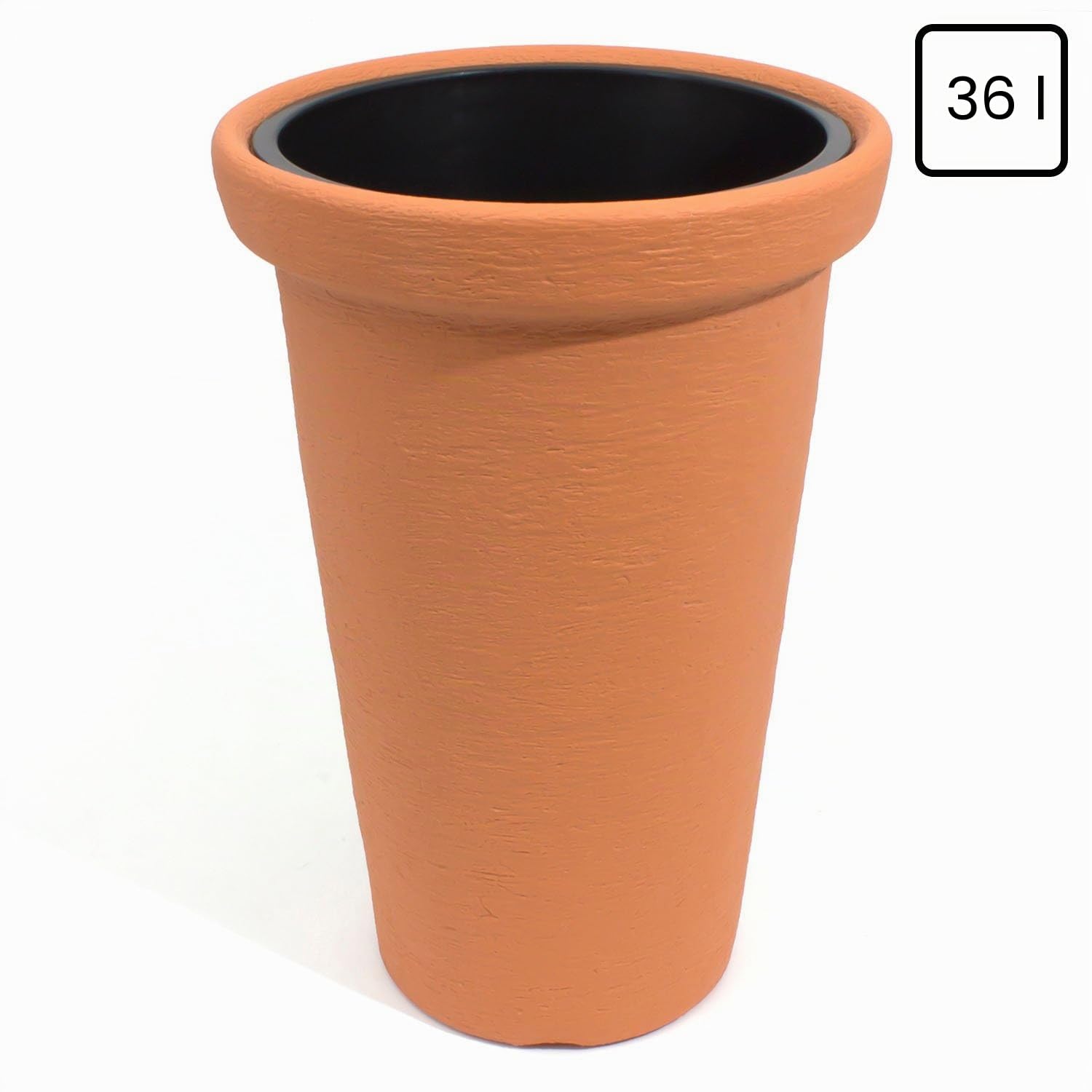 Prosperplast Blumentopf Classic Tower Massive 36L Terracotta – Pflanzkübel Hoch Rund mit Einsatz, Blumenkübel Kunststoff Wetterfest, Übertopf für Innen & Außen (Stein-Optik)