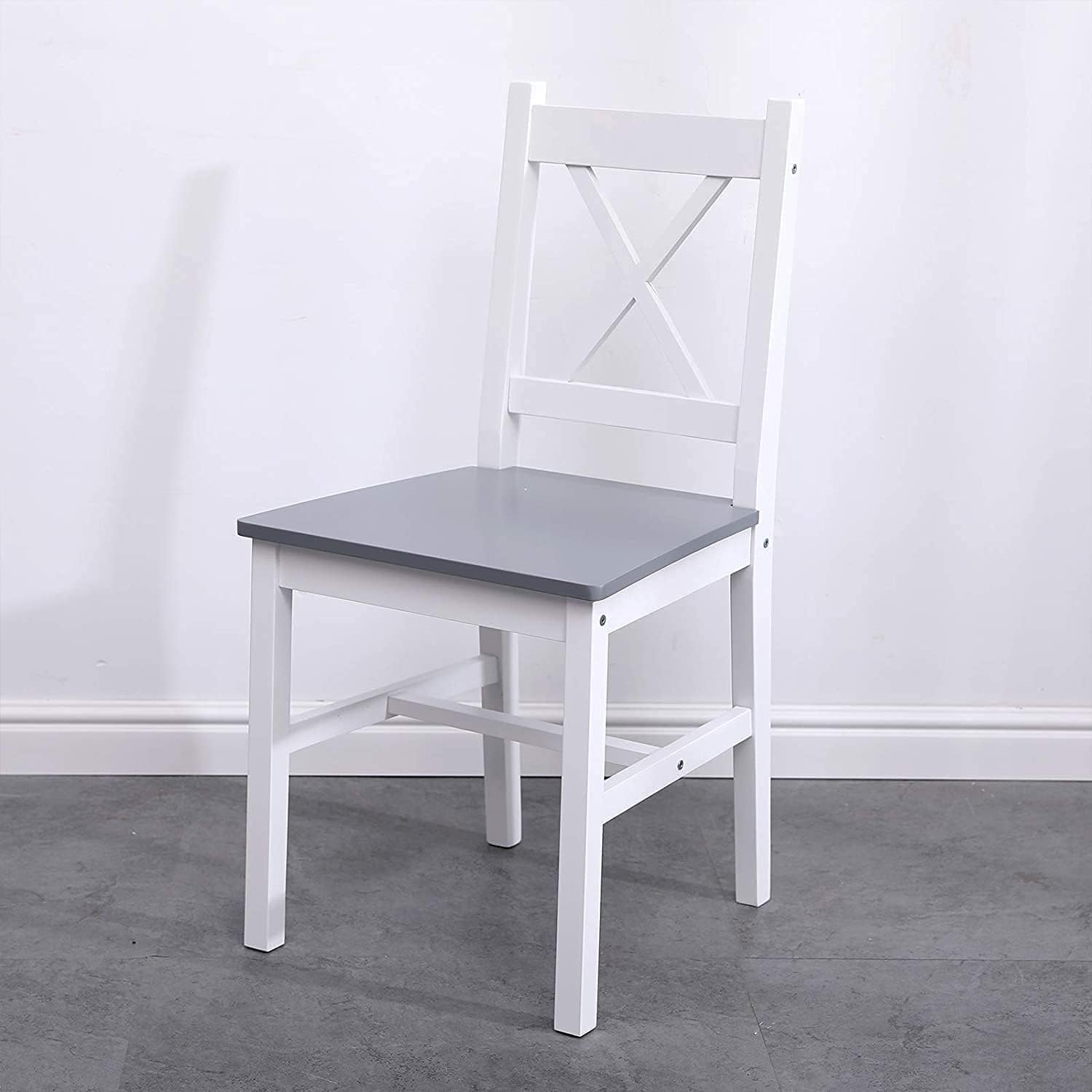 SogesPower Set da Pranzo per 4 Persone, Tavolo da Pranzo con 4 Sedie, Tavolo da Cucina in Legno, Tavolo da Pranzo e Sedie, Set di Mobili Salvaspazio per Cucina e Soggiorno, Grigio/Bianco