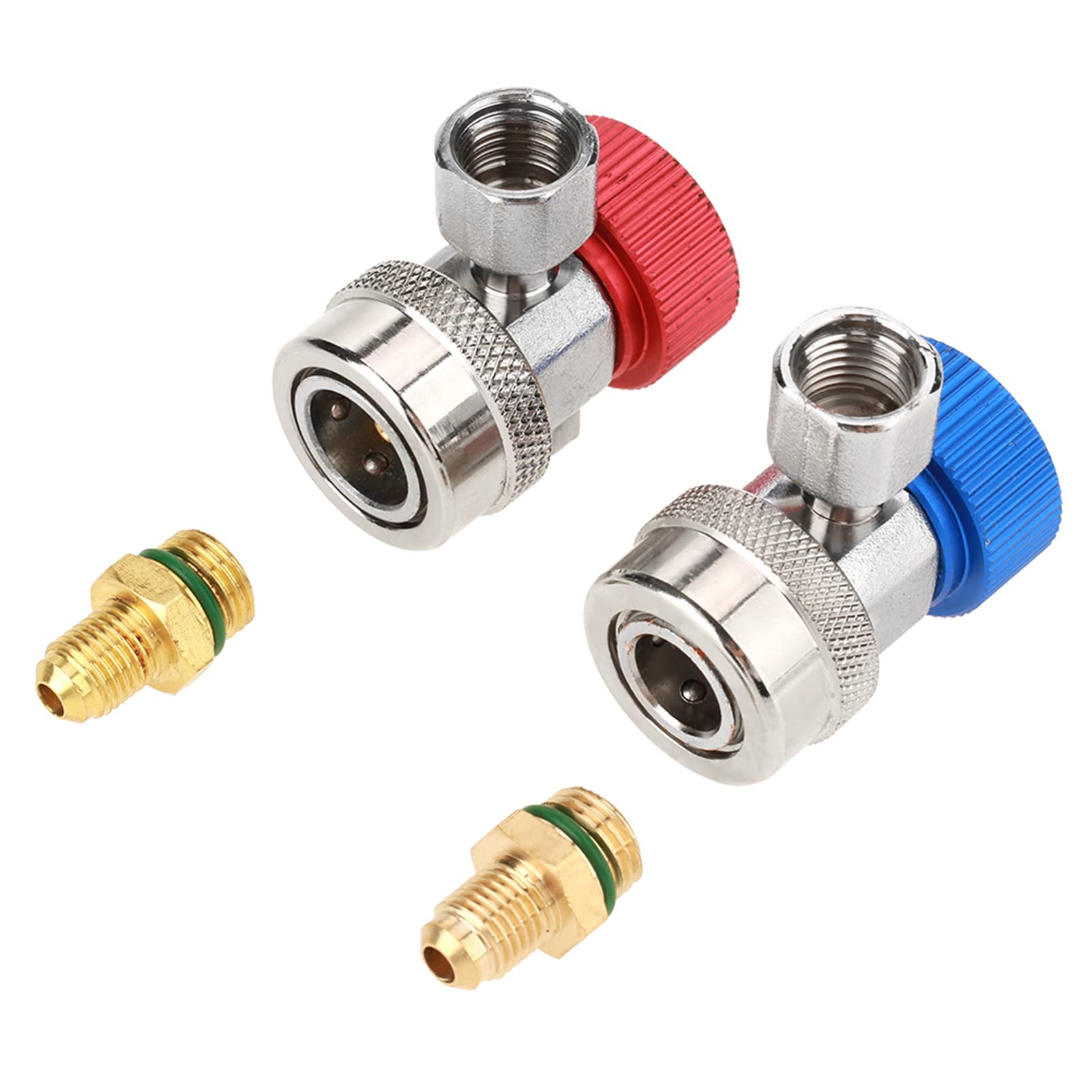 Connecteur à Coupleur Rapide, Adaptateur de Coupleur Haut et Bas AC en Laiton R134A, Raccords à Connexion Rapide à 90 ° pour Le Diagnostic du Système de Climatisation de Voiture, Charge et