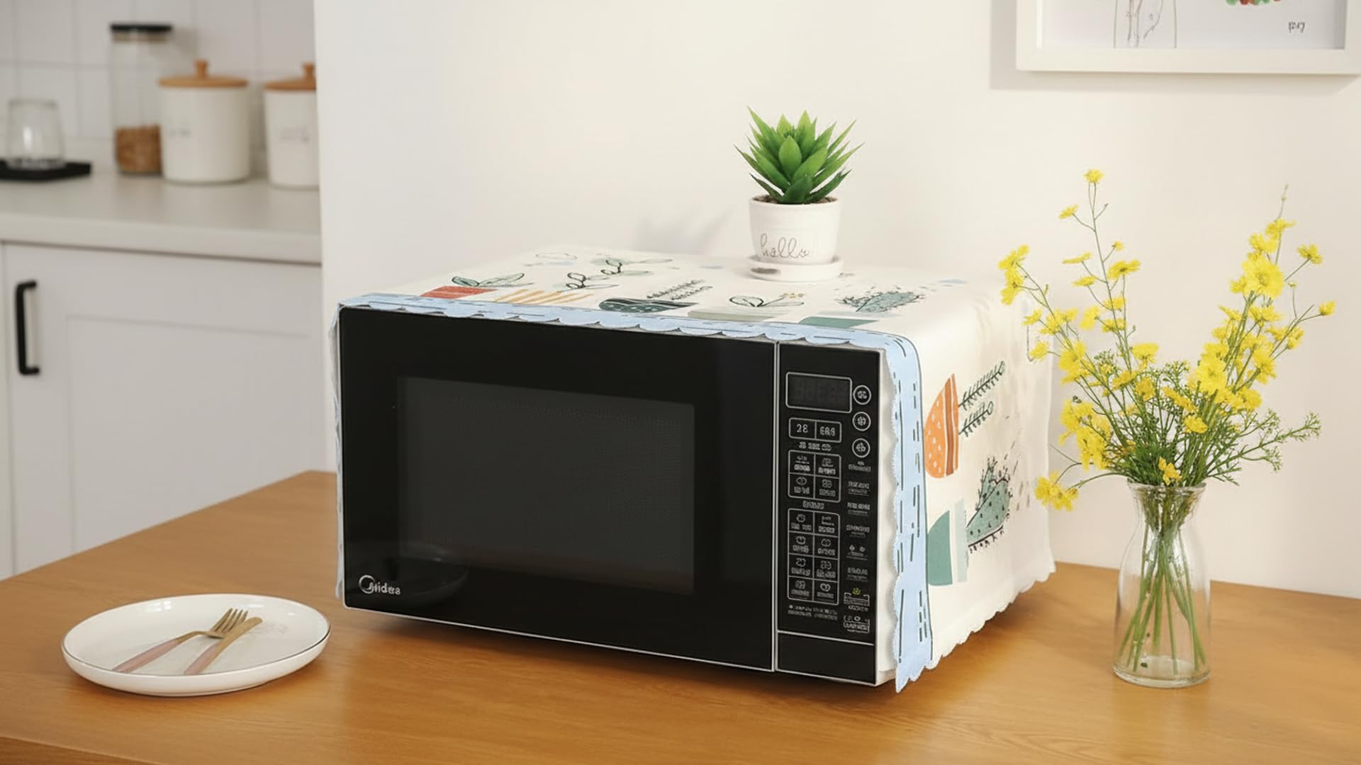Microwave Oven Cover, Plant Design — Amazon image 5