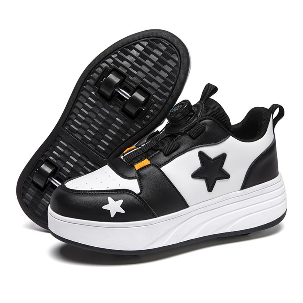 Mateju Zapatos con Ruedas para Niños y Niñas, Patines Estrella Moda con 4 Ruedas Retráctil, Zapatillas Deportivas al Aire Libre Zapatillas de Skateboarding 2 en 1 Multiusos