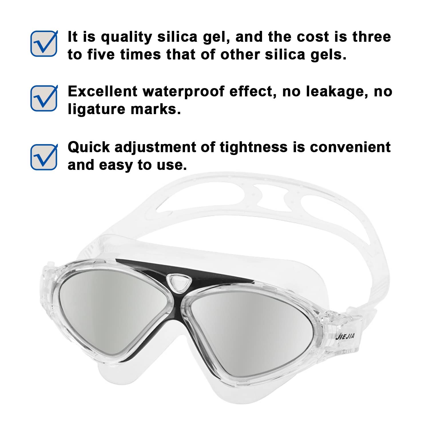 GWAWG Swimming Goggles No Leaking Anti Fog with Adjust Comfortable Silicone Skirt for Adult Men Women Junior Kids(Black) - Image 2