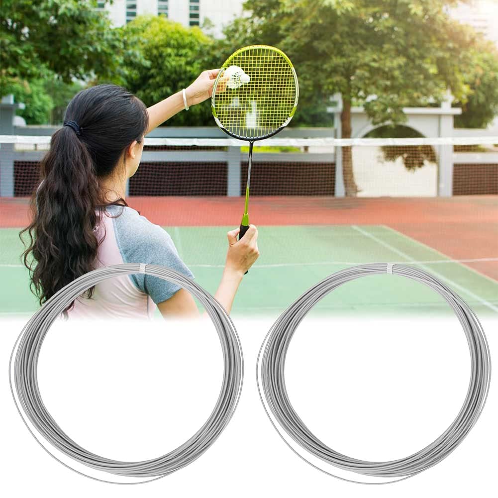 Badminton Racket String High Flexibility Multifilament Material 10m Length Great Performance for Training Black Red White Blue Green 2 Pcs (White)