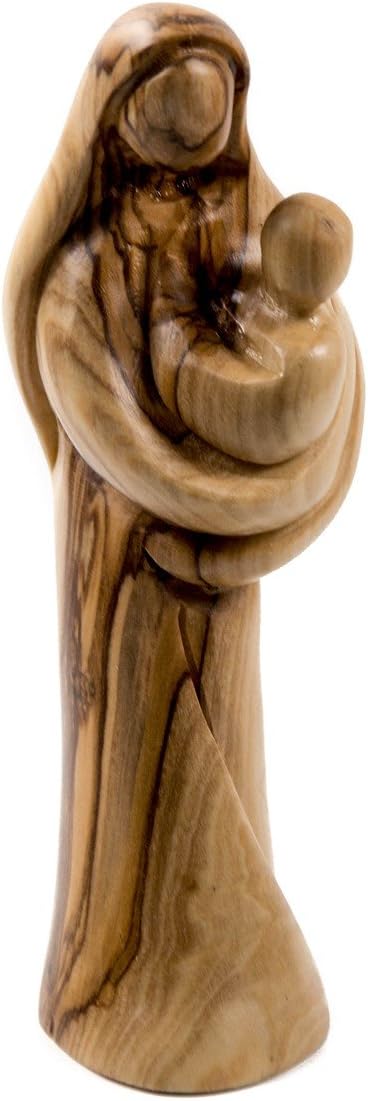 Nazareth Market Store Virgin Mary Baby Jesus Hand Carved Olive Wood Statue Figurine Jerusalem 5.1"