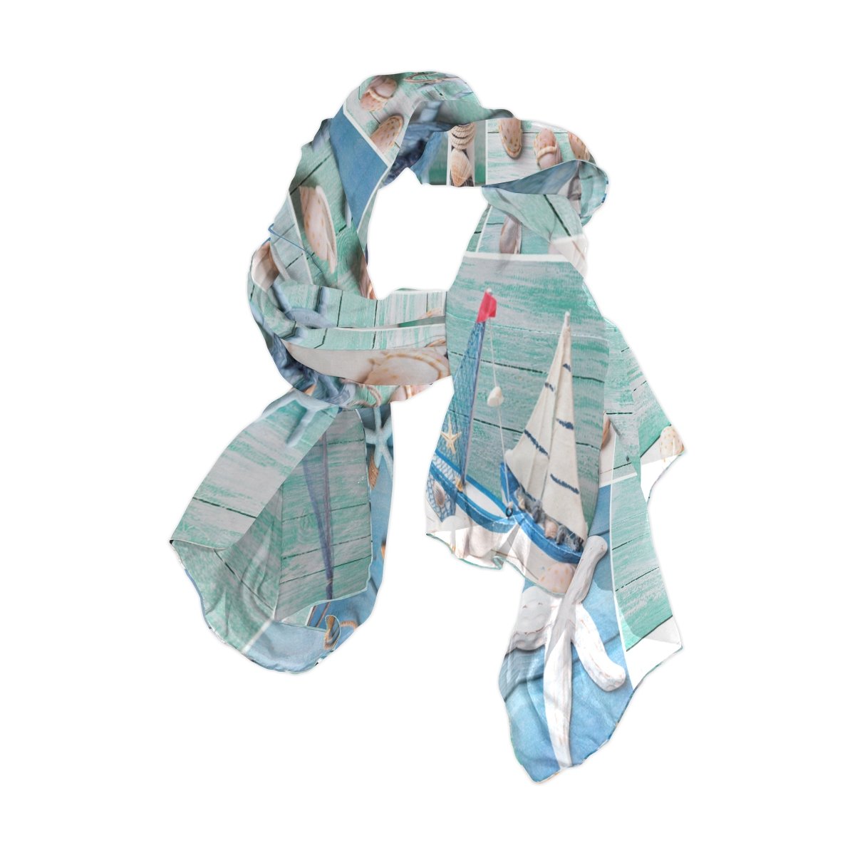 Use7 Fashion Sea Shell Starfish Beach Chiffon Long Scarf Shawl Wrap