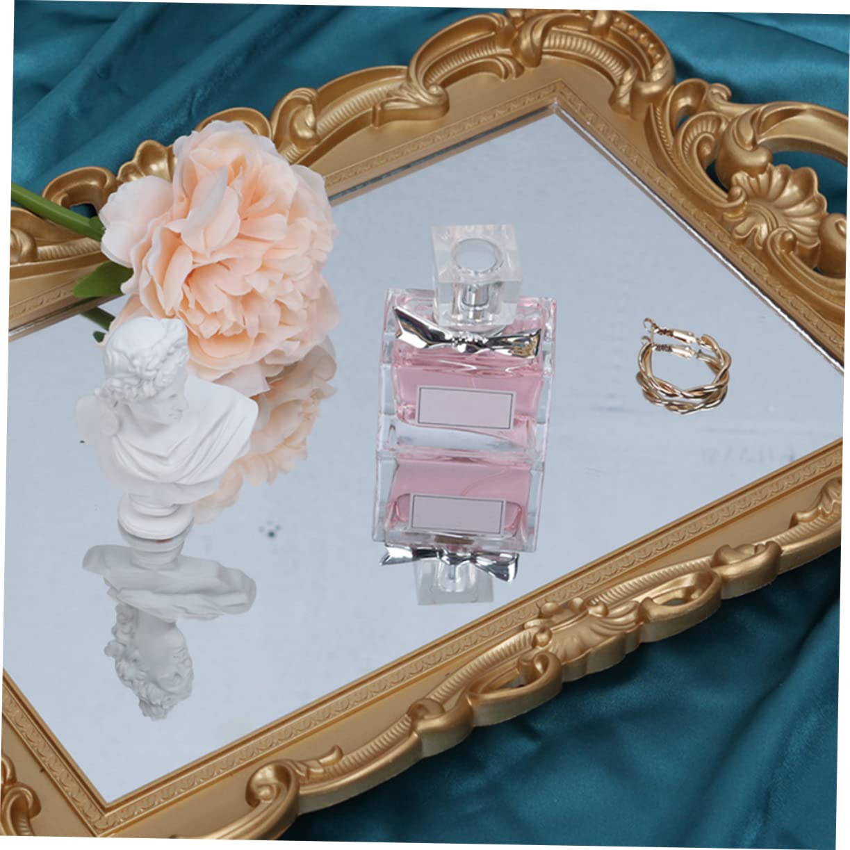 Vassoio Specchiato per Profumo e Cosmetici, Oro, Pp, Raffinato
