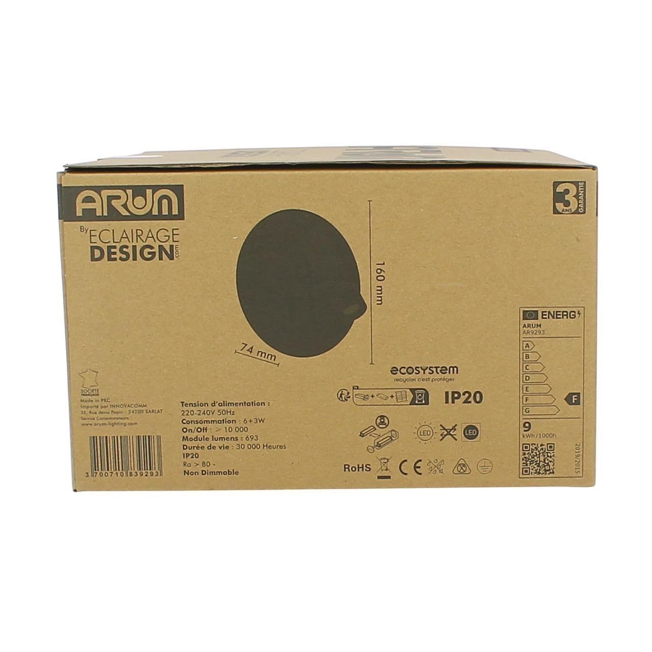 Arum Applique Liseuse LED Murale SLOW 9W (6W+3W) – Double Éclairage Tête de Lit avec 2 Interrupteurs – Spot de Lecture Orientable & Rétro-éclairage Ambiance – Gris Anthracite (Blanc Chaud)