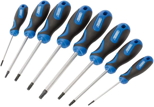 Draper 34251 Torx/Trx/Star Tamperproof Security Screwdriver/Driver Set, 8 Pieces , Blue